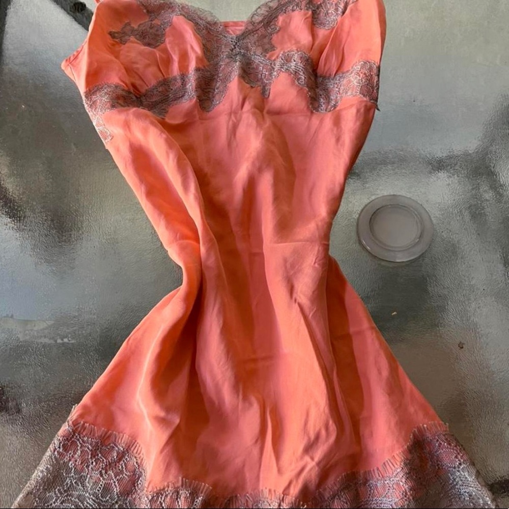 peach pinkish lace dress